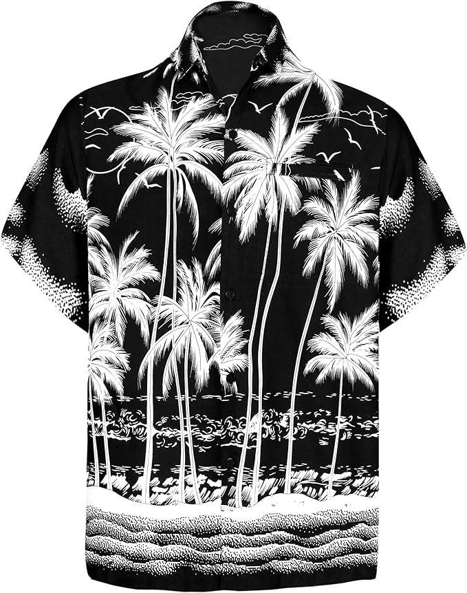 LA LEELA Men's Hawaiian Shirts Short Sleeve Button Down Shirt Mens Casual Shirts Vacation Tropical Shirts for Men Funny